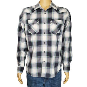 American Eagle Outfitters Mens Shirt Plaid Snaps Lightweight Long Sleeve Medium